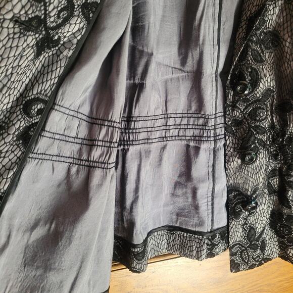 Laura Ashley Silver with Black Lace Overlay Jacket Blazer Plus Size 3X - Picture 6 of 11
